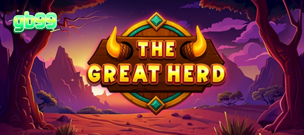 The Great Herd স্লট গেমের একটি দৃশ্য যেখানে মহিষ এবং সাভানা থিম দেখা যাচ্ছে